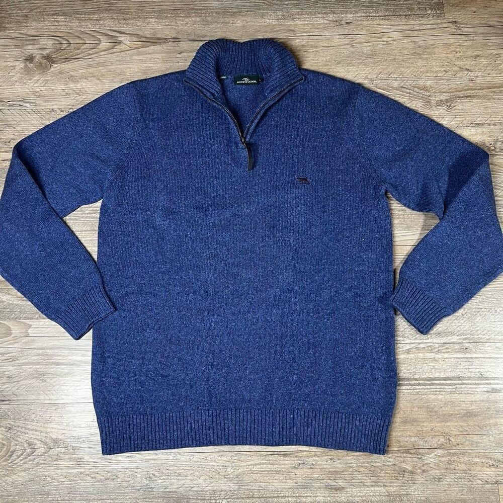 Rodd & Gunn Mens Blue Merrick Bay Quarter Zip Australian Cotton Sweater‎ Large